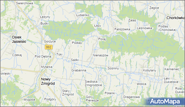 mapa Nienaszów, Nienaszów na mapie Targeo