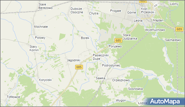 mapa Pasieczniki Duże, Pasieczniki Duże na mapie Targeo