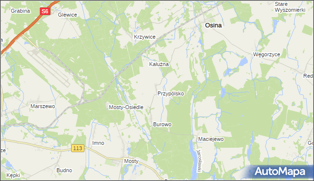 mapa Przypólsko gmina Osina, Przypólsko gmina Osina na mapie Targeo