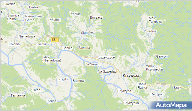 mapa Ruszelczyce, Ruszelczyce na mapie Targeo