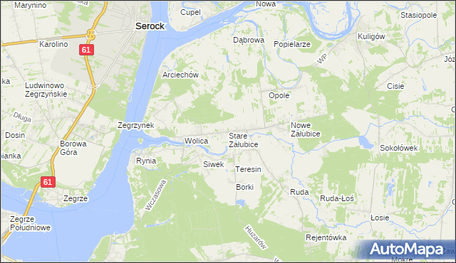 mapa Stare Załubice, Stare Załubice na mapie Targeo