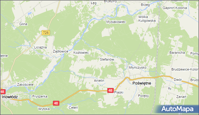 mapa Stefanów gmina Poświętne, Stefanów gmina Poświętne na mapie Targeo