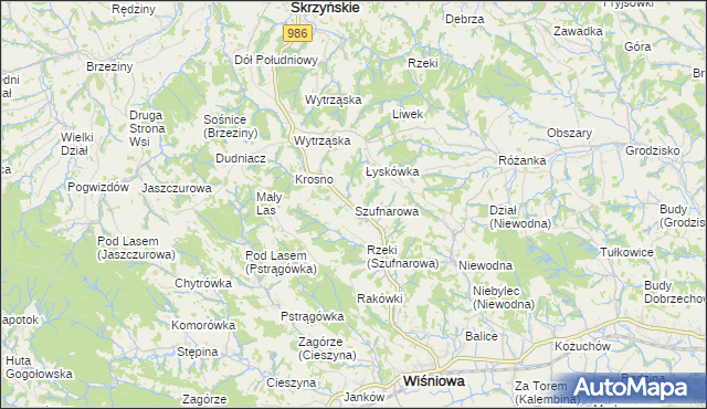 mapa Szufnarowa, Szufnarowa na mapie Targeo