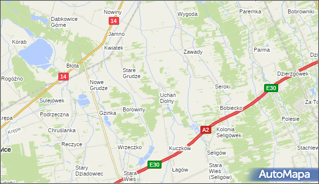 mapa Uchań Dolny, Uchań Dolny na mapie Targeo