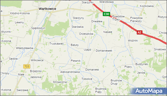 mapa Ujazd gmina Wartkowice, Ujazd gmina Wartkowice na mapie Targeo