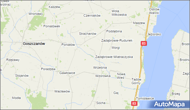 mapa Zadąbrowie-Wiatraczyska, Zadąbrowie-Wiatraczyska na mapie Targeo