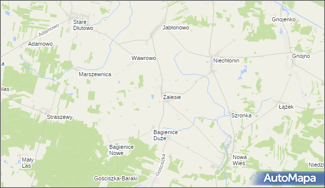 mapa Zalesie gmina Płośnica, Zalesie gmina Płośnica na mapie Targeo