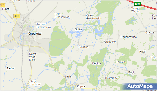 mapa Żelazna gmina Grodków, Żelazna gmina Grodków na mapie Targeo