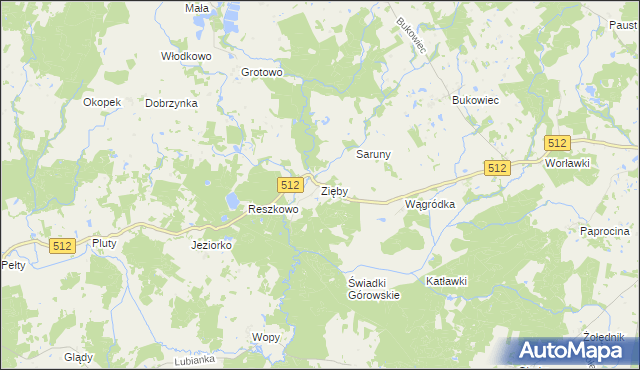 mapa Zięby gmina Górowo Iławeckie, Zięby gmina Górowo Iławeckie na mapie Targeo