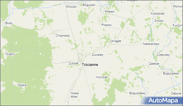 mapa Zucielec, Zucielec na mapie Targeo