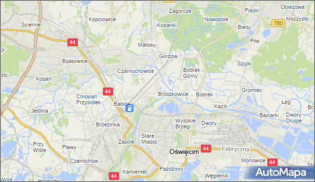 mapa Broszkowice, Broszkowice na mapie Targeo