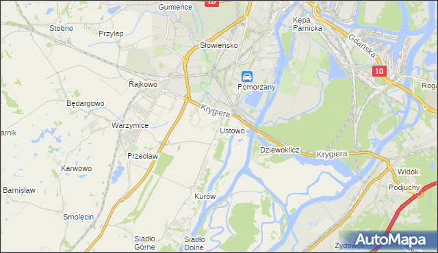 mapa Ustowo, Ustowo na mapie Targeo