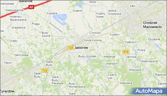 mapa Chylice gmina Jaktorów, Chylice gmina Jaktorów na mapie Targeo