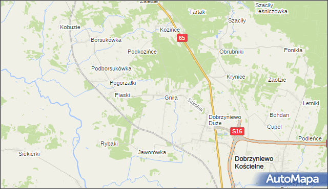 mapa Gniła, Gniła na mapie Targeo