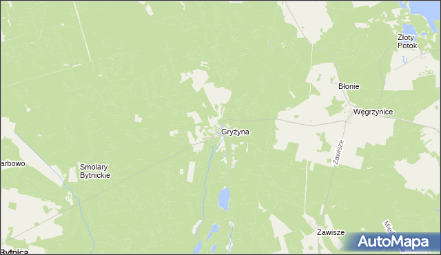 mapa Gryżyna gmina Bytnica, Gryżyna gmina Bytnica na mapie Targeo
