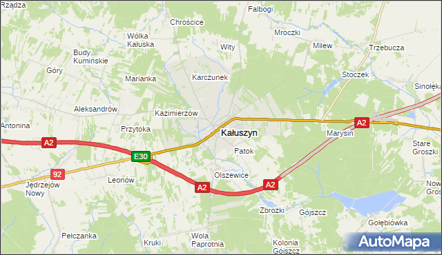 mapa Kałuszyn powiat miński, Kałuszyn powiat miński na mapie Targeo