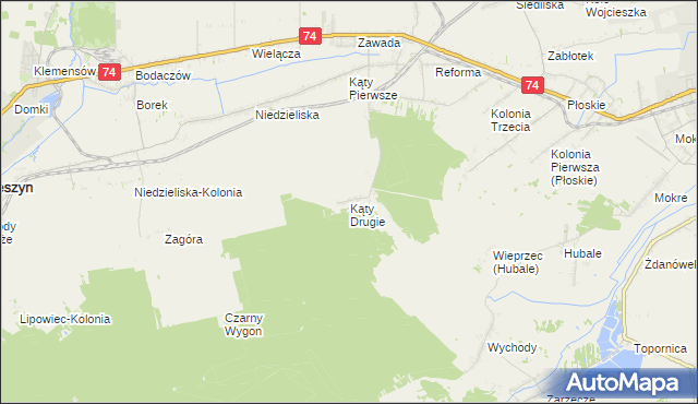 mapa Kąty Drugie, Kąty Drugie na mapie Targeo