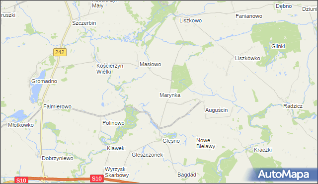 mapa Marynka gmina Wyrzysk, Marynka gmina Wyrzysk na mapie Targeo