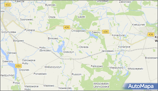 mapa Obreda, Obreda na mapie Targeo