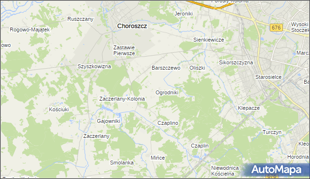 mapa Ogrodniki gmina Choroszcz, Ogrodniki gmina Choroszcz na mapie Targeo