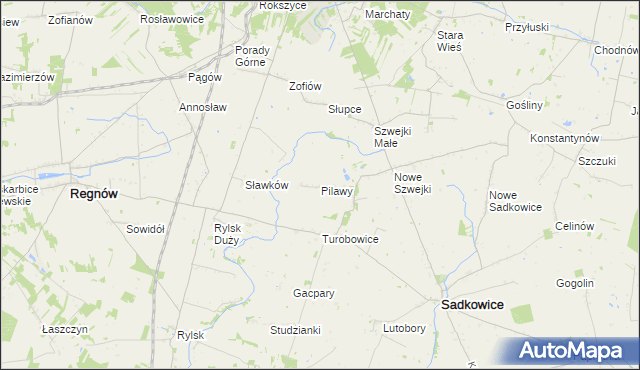 mapa Pilawy, Pilawy na mapie Targeo
