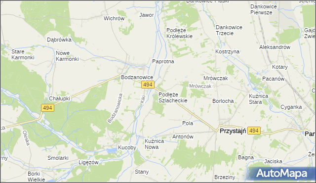 mapa Podłęże Szlacheckie, Podłęże Szlacheckie na mapie Targeo