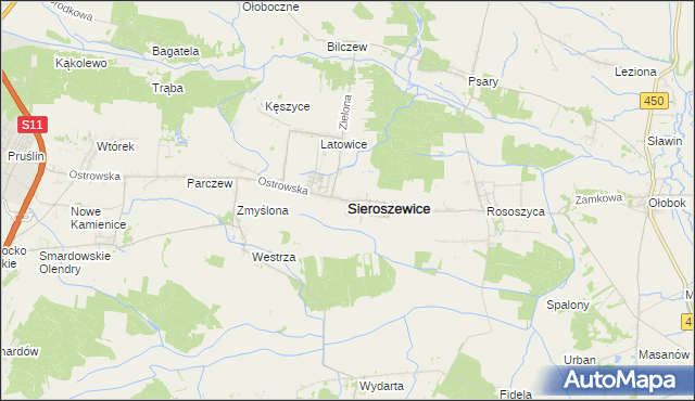 mapa Sieroszewice, Sieroszewice na mapie Targeo