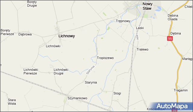 mapa Tropiszewo, Tropiszewo na mapie Targeo