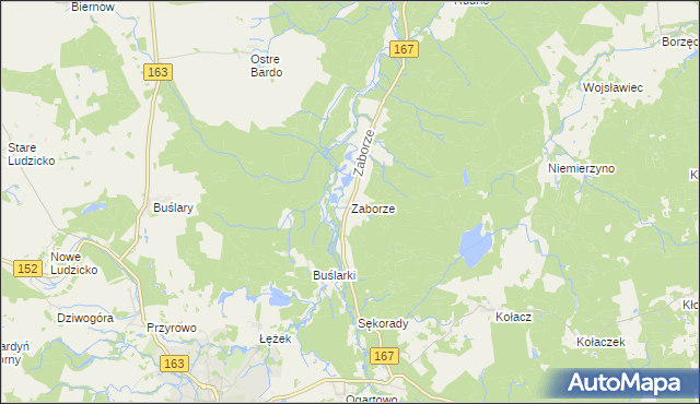 mapa Zaborze gmina Połczyn-Zdrój, Zaborze gmina Połczyn-Zdrój na mapie Targeo