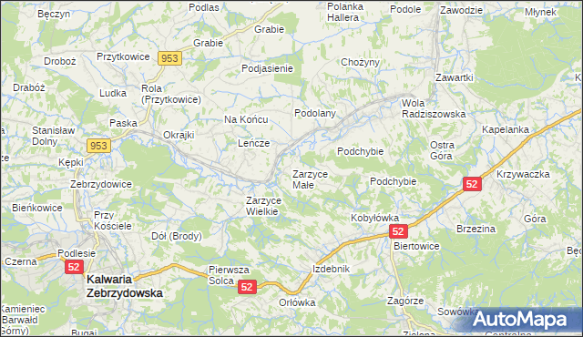 mapa Zarzyce Małe, Zarzyce Małe na mapie Targeo