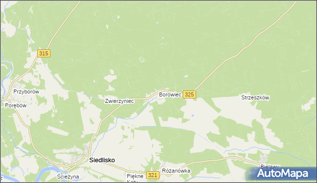 mapa Borowiec gmina Siedlisko, Borowiec gmina Siedlisko na mapie Targeo