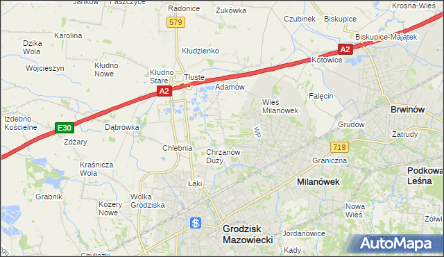 mapa Chrzanów Mały, Chrzanów Mały na mapie Targeo