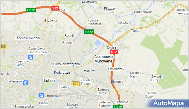 mapa Jakubowice Murowane, Jakubowice Murowane na mapie Targeo