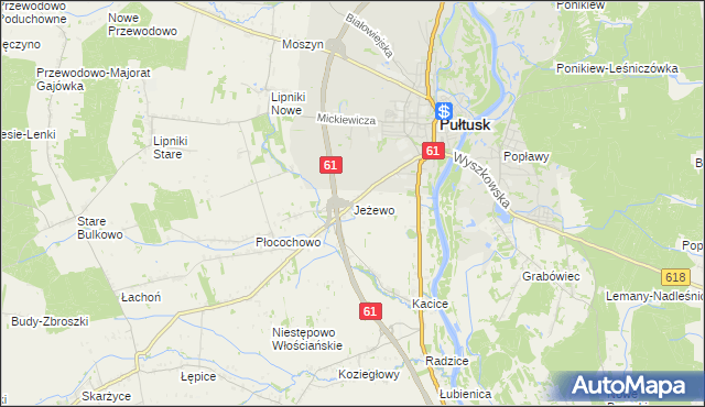 mapa Jeżewo gmina Pułtusk, Jeżewo gmina Pułtusk na mapie Targeo