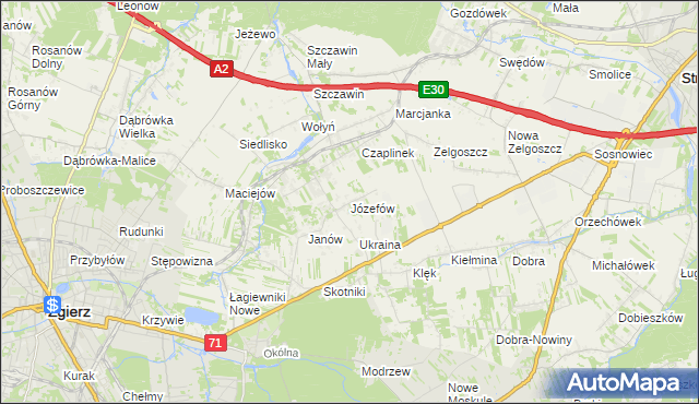 mapa Józefów gmina Zgierz, Józefów gmina Zgierz na mapie Targeo