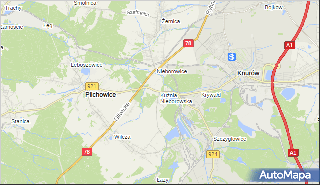 mapa Kuźnia Nieborowska, Kuźnia Nieborowska na mapie Targeo