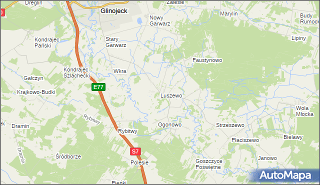 mapa Luszewo gmina Glinojeck, Luszewo gmina Glinojeck na mapie Targeo