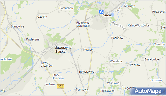 mapa Nowice gmina Jaworzyna Śląska, Nowice gmina Jaworzyna Śląska na mapie Targeo