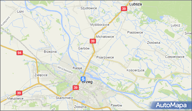 mapa Pisarzowice gmina Lubsza, Pisarzowice gmina Lubsza na mapie Targeo