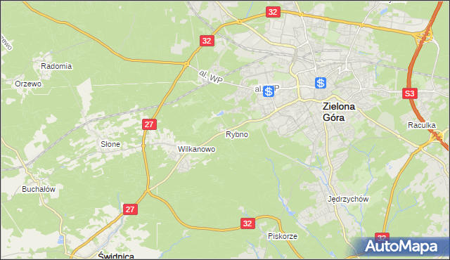 mapa Rybno gmina Świdnica, Rybno gmina Świdnica na mapie Targeo