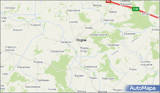 mapa Rzgów Drugi, Rzgów Drugi na mapie Targeo