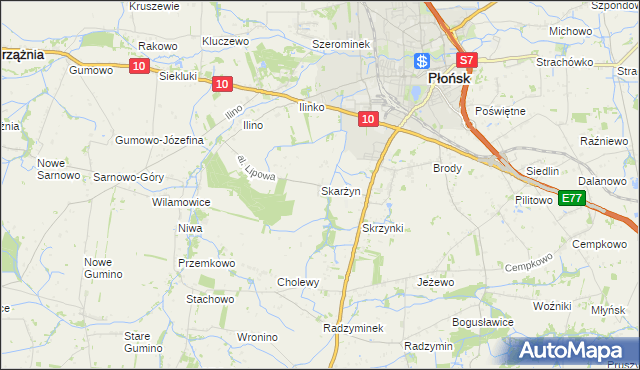 mapa Skarżyn gmina Płońsk, Skarżyn gmina Płońsk na mapie Targeo