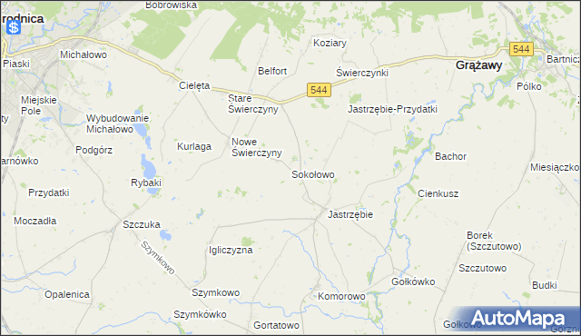 mapa Sokołowo gmina Bartniczka, Sokołowo gmina Bartniczka na mapie Targeo