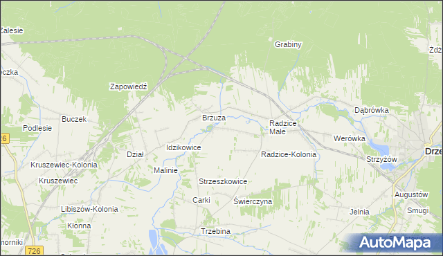 mapa Giełzów gmina Drzewica, Giełzów gmina Drzewica na mapie Targeo