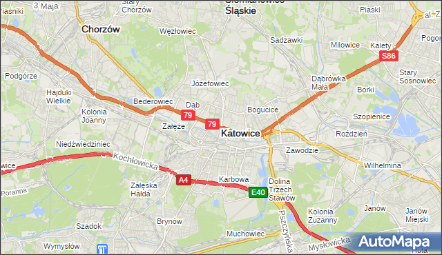 mapa Katowic, Katowice na mapie Targeo