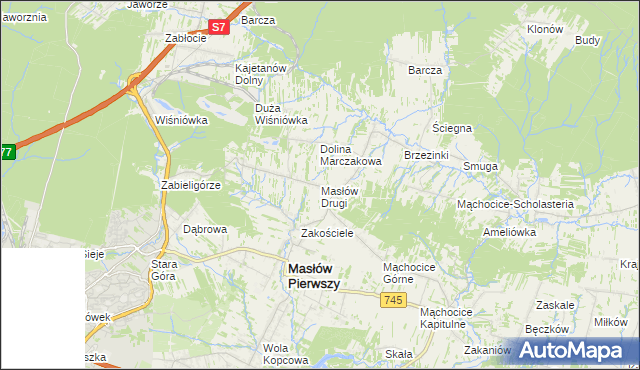 mapa Masłów Drugi, Masłów Drugi na mapie Targeo