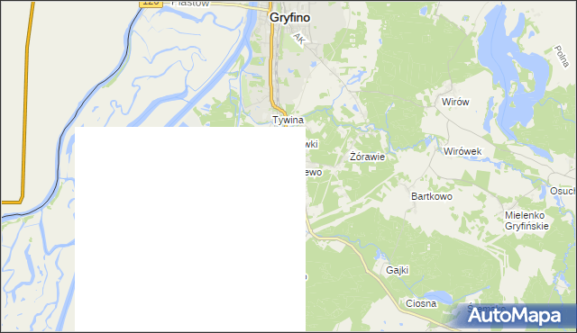 mapa Pniewo gmina Gryfino, Pniewo gmina Gryfino na mapie Targeo