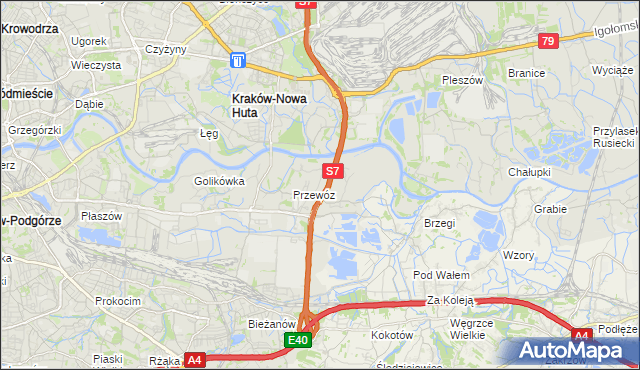 mapa Ulica gmina Kraków, Ulica gmina Kraków na mapie Targeo