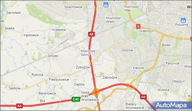 mapa Mokronos Dolny, Mokronos Dolny na mapie Targeo