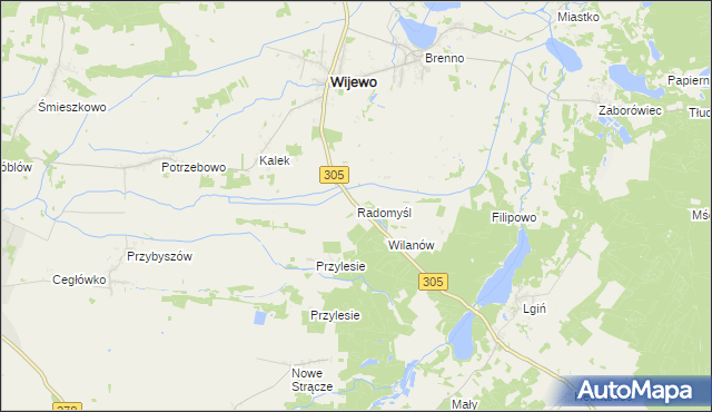 mapa Radomyśl gmina Wijewo, Radomyśl gmina Wijewo na mapie Targeo